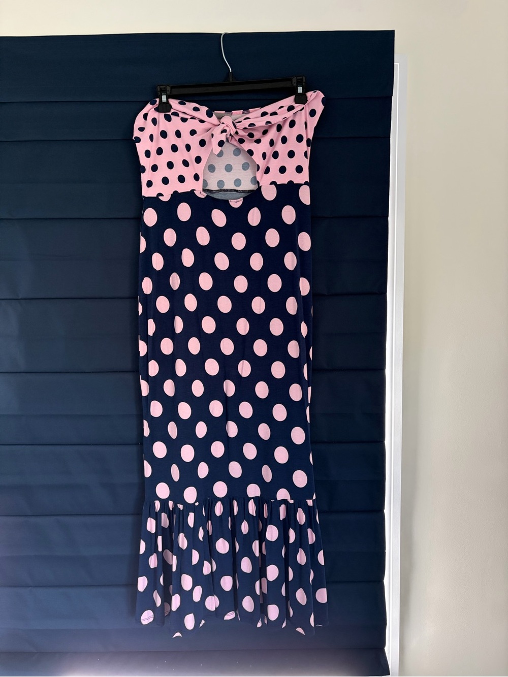 ASOS Navy and Pink Polka Dot Maxi Dress